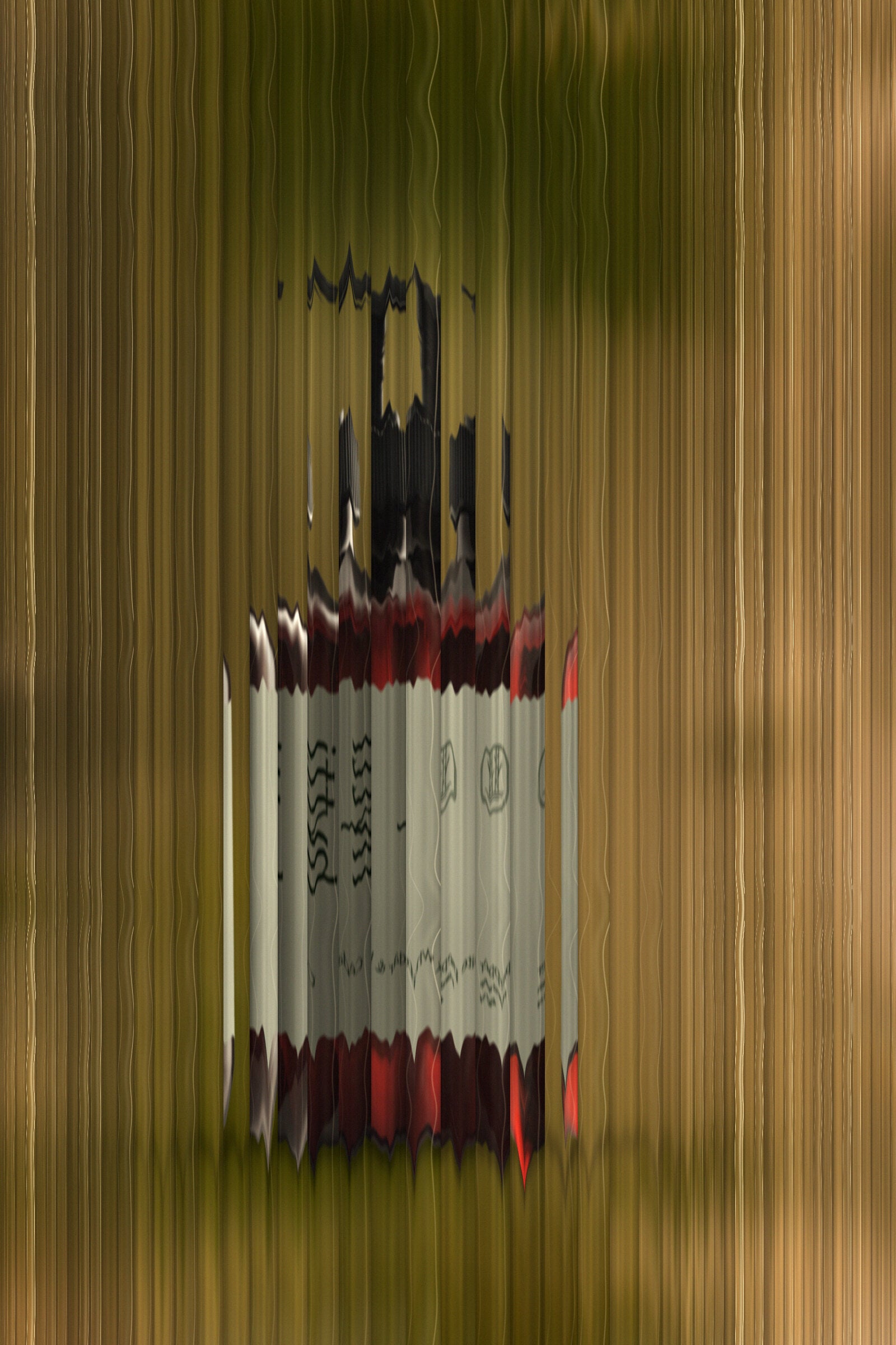 A Hytti 490 ml bottle behind reeded glass